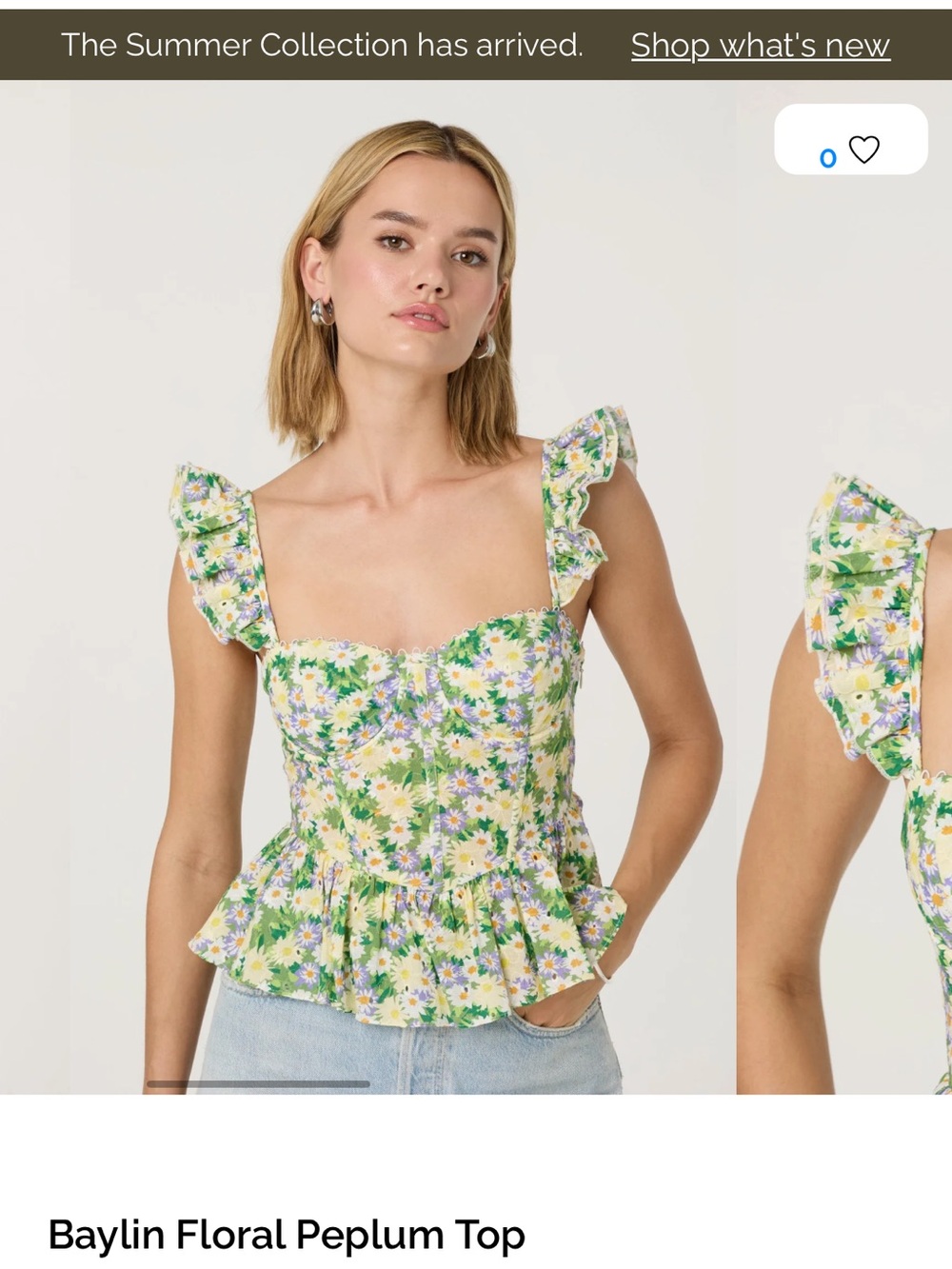 Astr Floral Ruffle Peplum Crop Top - Green, Yellow, White